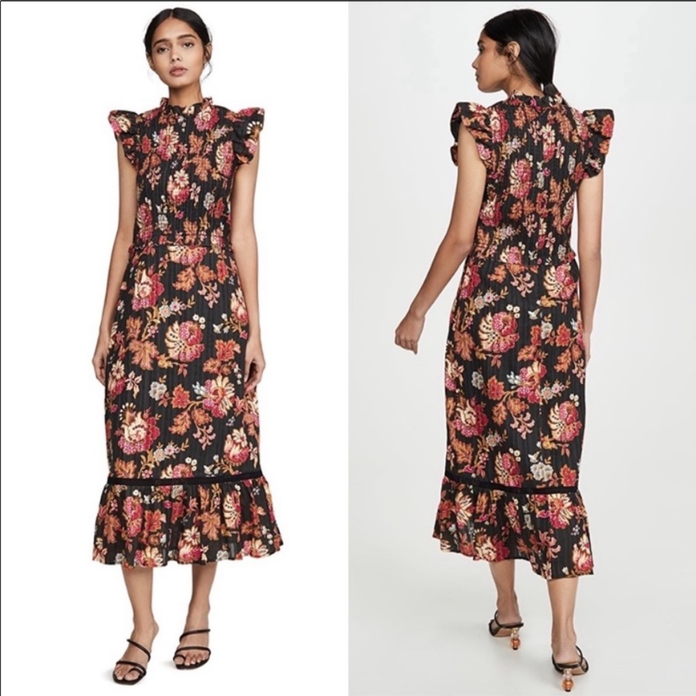 Sea New York Pascale smocked cotton midi dress
